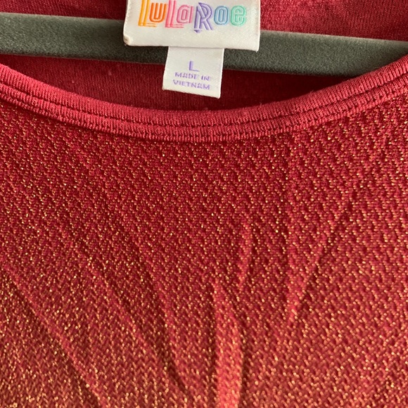 Lularoe Irma deep coral/salmon with gold - Picture 2 of 3